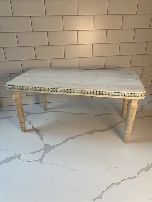 Large Wood Riser with Turqoise Detail