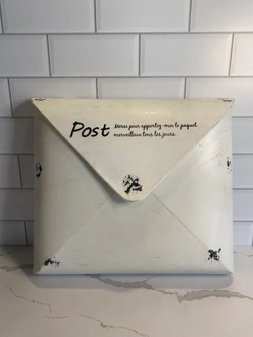 White Metal Post Card Box