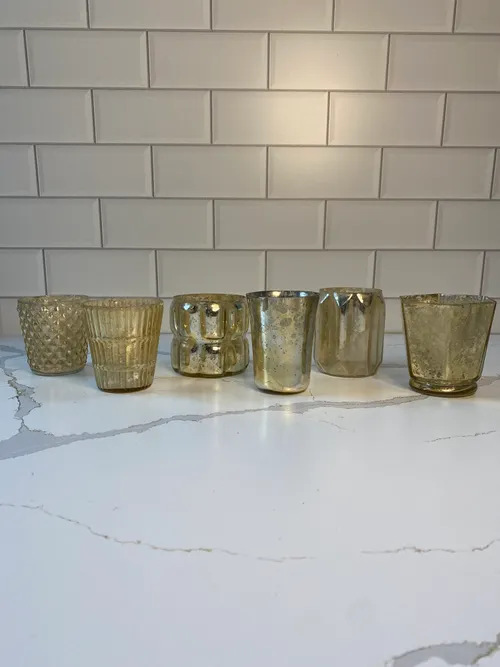 Assorted Gold Mercury Glass Votive Candleholders