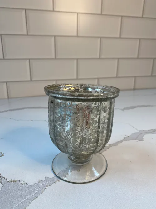 Small Silver Pedestal Cup Votive Candleholder
