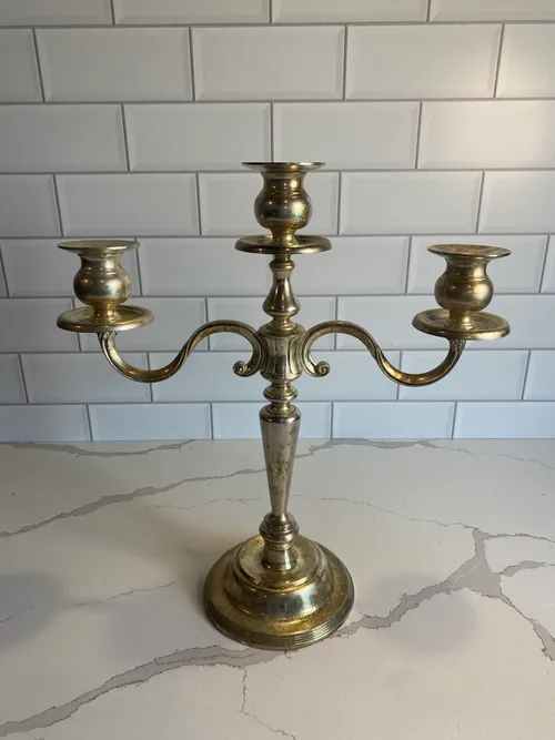 Silver 3-Arm Candelabra