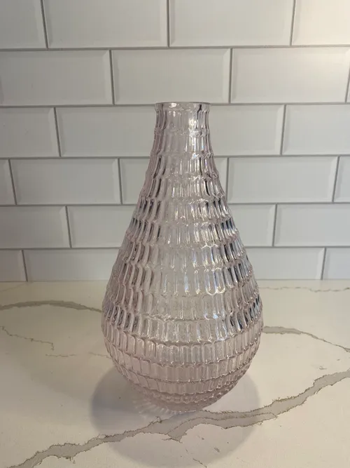 Pink Cut Glass Teardrop Vase