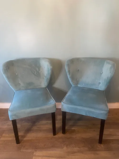 Set of 2 Teal Suede Chairs