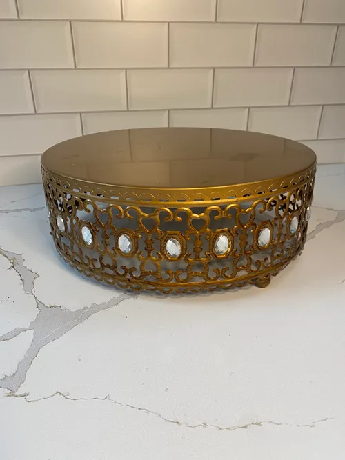 Gold Cake Stand with Jewel Embellishment