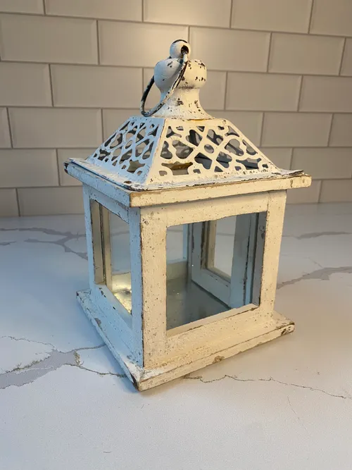 Small White Wood Lantern