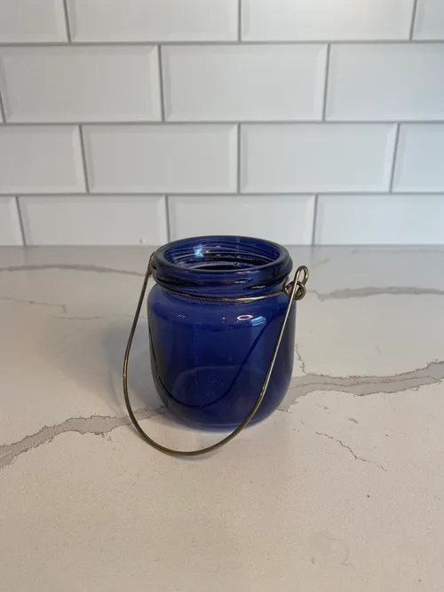 Small Blue Hanging Jar