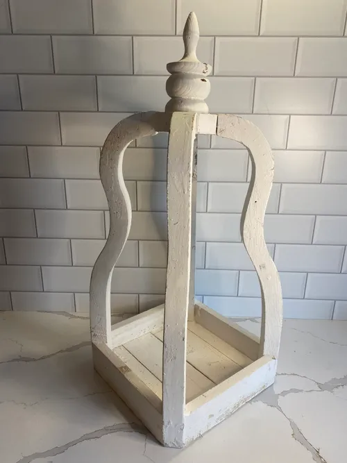 Large White Square Wood Open Lantern