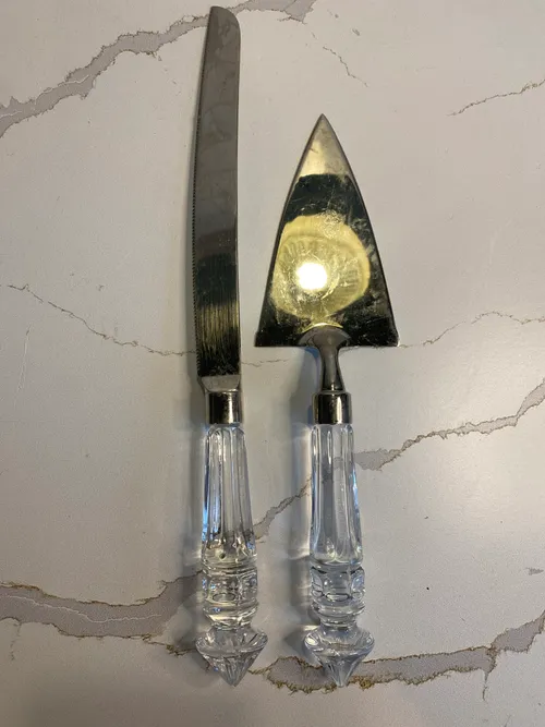 Silver & Clear Cake Knife & Server