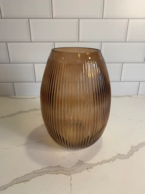 Medium Amber Ribbed Vase