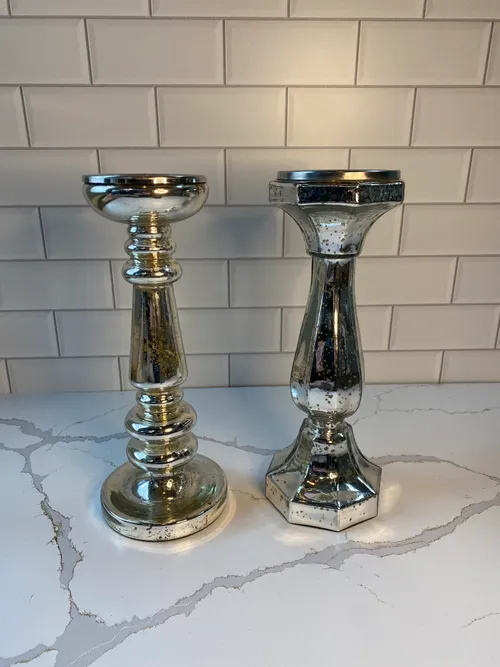 Assorted Large Silver Mercury Glass Candleholders