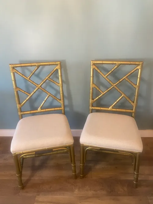 Set of 2 Gold Bamboo Chairs