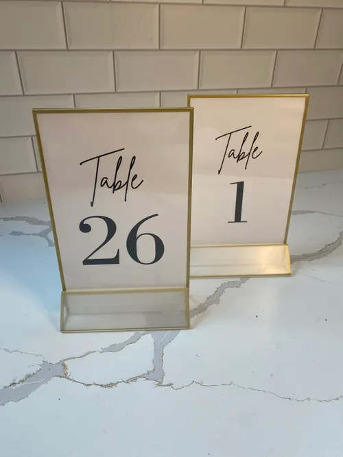 Black with Gold Acrylic Stand Table Numbers