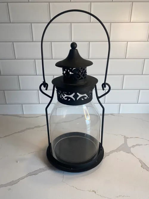 Black Glass Globe Lantern with Handle