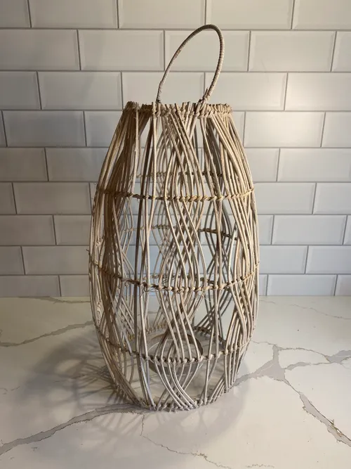Tall White Wicker Lantern