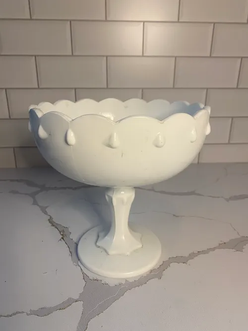 Large White Teardop Compote