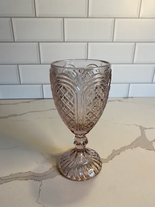 Blush Cut Glass Goblet