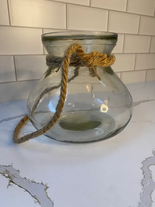 Medium Glass Jar Vase with Rope Handle