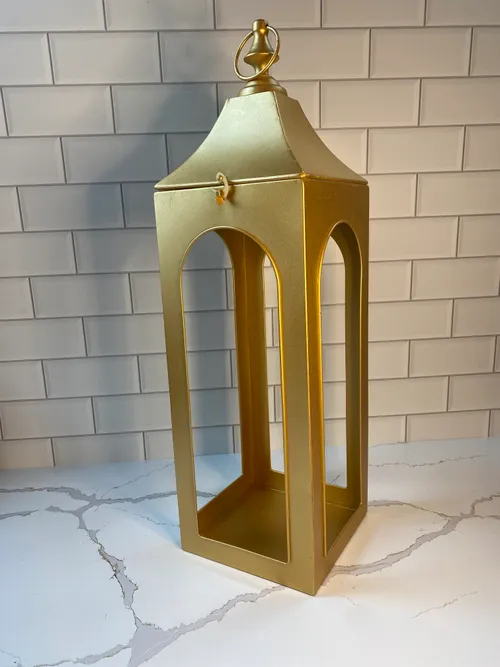 Large Gold Matte Metal Lantern