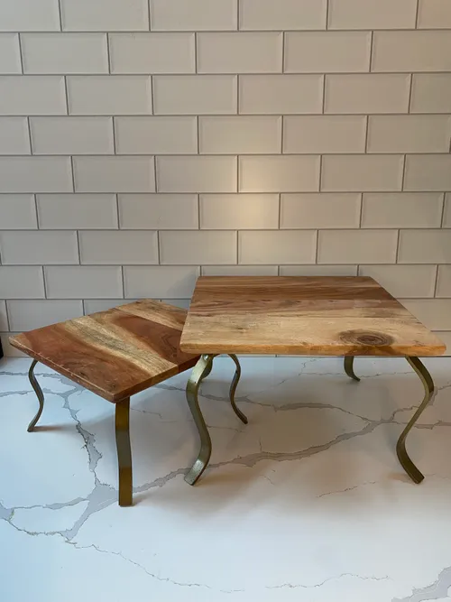 Set of 2 Wood with Gold Risers