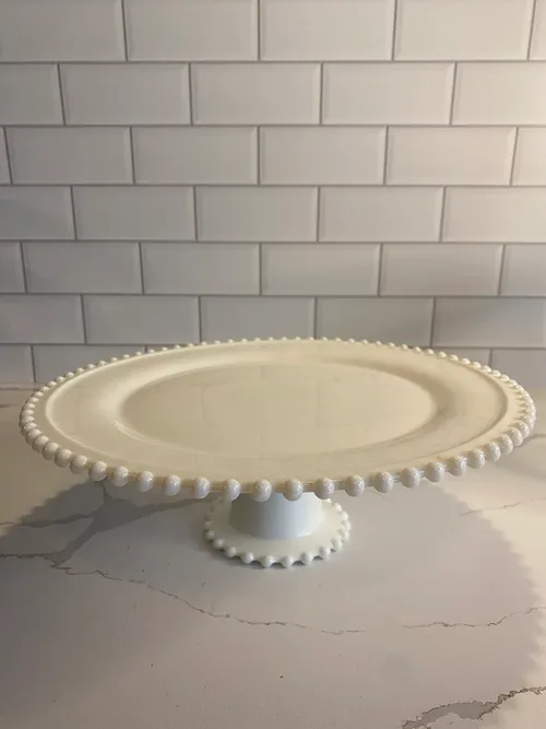 Medium White Hobnail Cake Stand