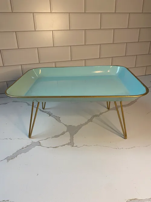 Aqua Rectangle Metal Dessert Stand