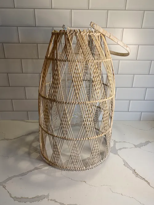 Large White Wicker Lantern
