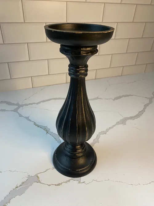 Medium Black Wood Curvy Candleholder