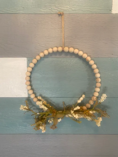 Natural Beaded Boho Faux Flower Ring