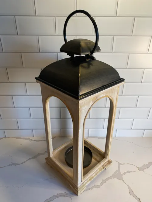 Large White with Metal Top Lantern