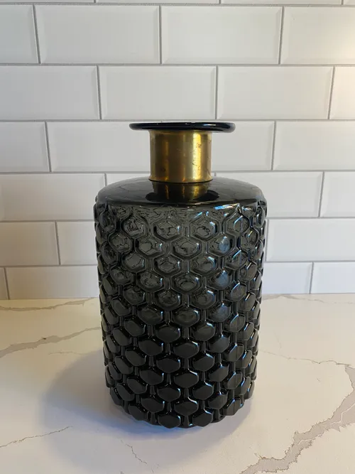 Dark Smokey Vase with Gold Top