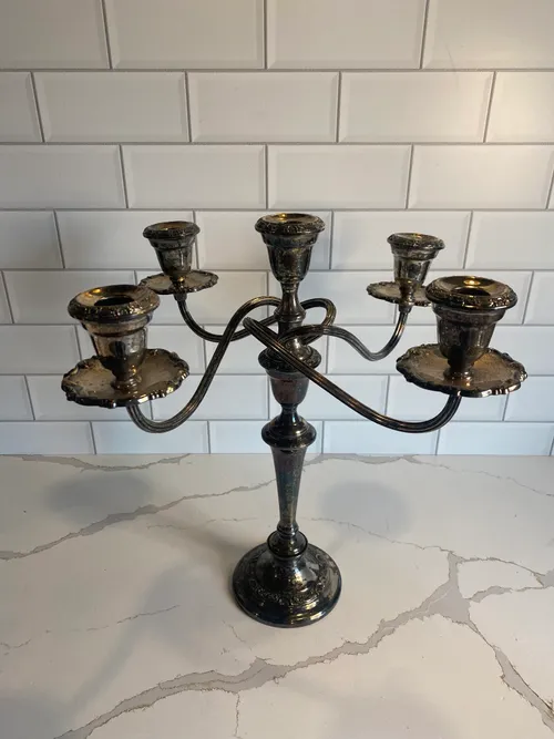 Victorian Tarnished Silver 5 Candle Candelabra