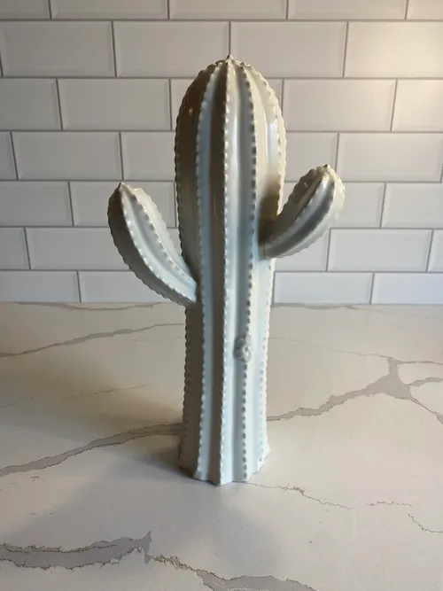 Medium White Ceramic Cactus