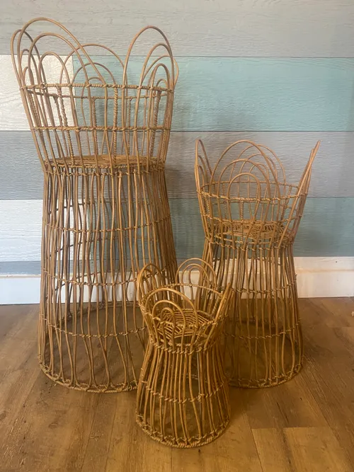 Set of 3 Wicker Plant Stands