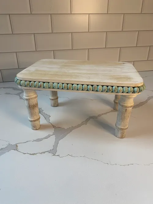 Small Wood Riser with Turquoise Detail