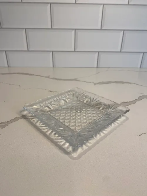 Small Square Glass Candle Plate