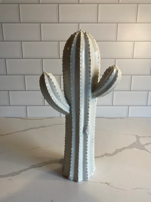 Tall White Ceramic Cactus