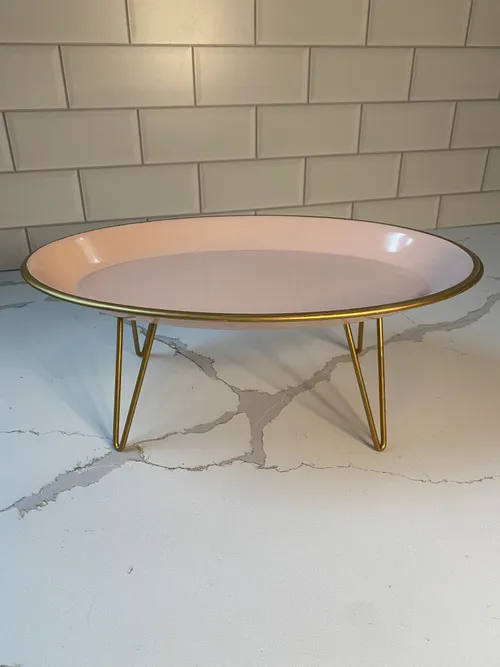 Pink Oval Metal Dessert Stand