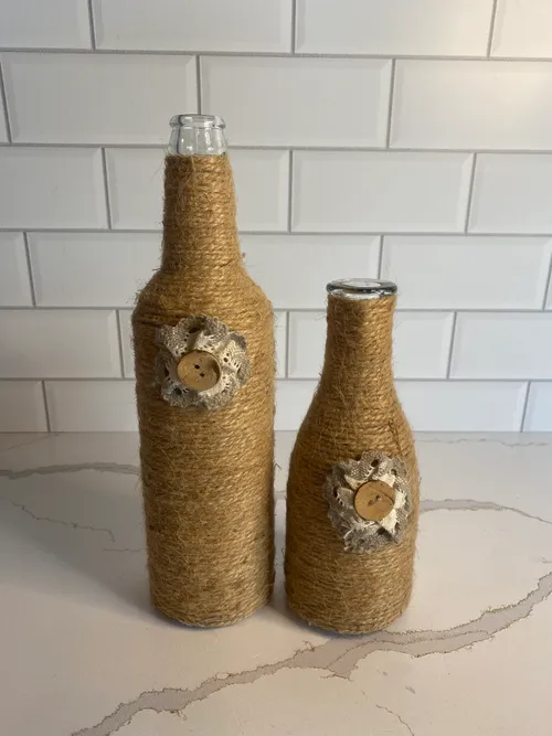 Set of 2 Twine Wrapped Bottles