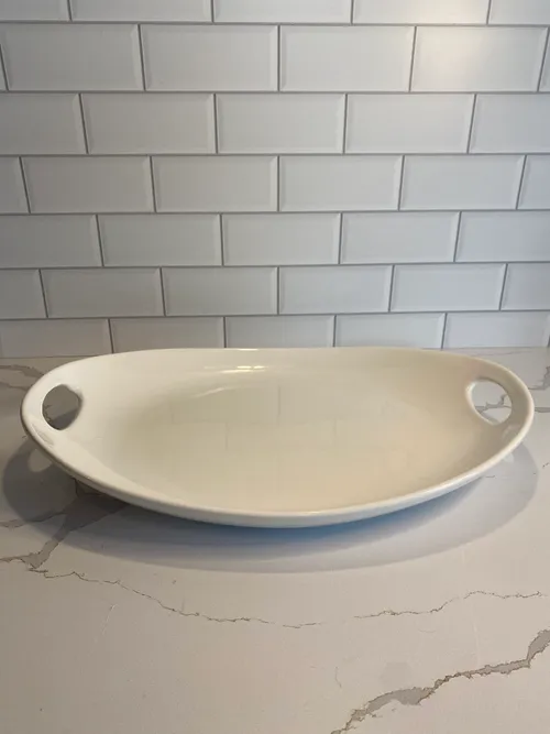 Modern White Platter with Handles