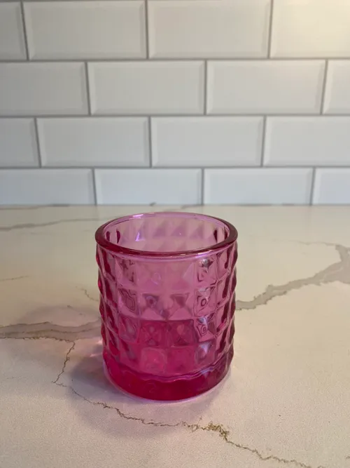 Dark Pink Cut Glass Votive