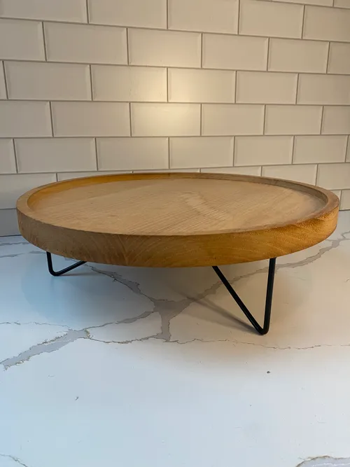 Round Wood with Metal Stand