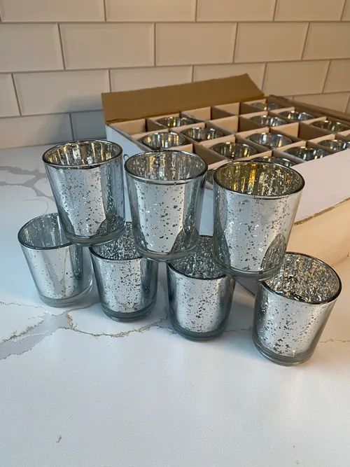 Silver Mercury Glass Tealights Set of 25