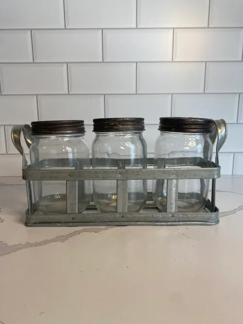 3 Glass Jars with Caddy