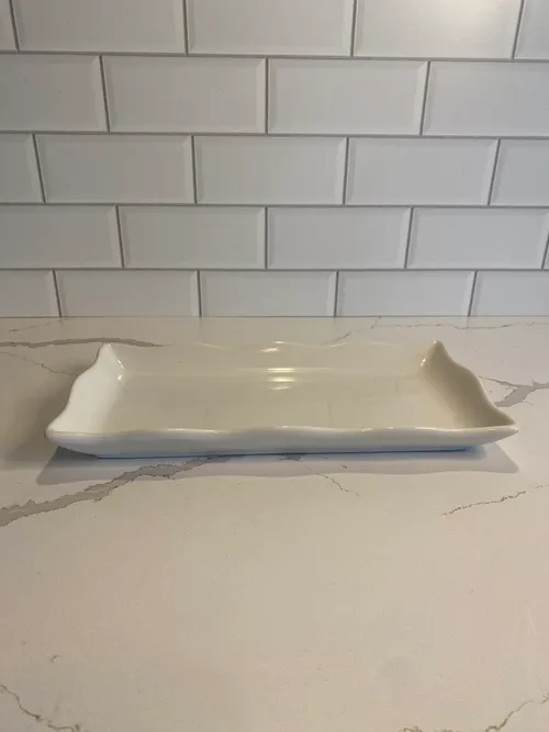 Small White Scalloped Rectangle Platter
