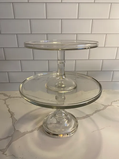 Set of 2 Antique Glass Narrow Cake Stands