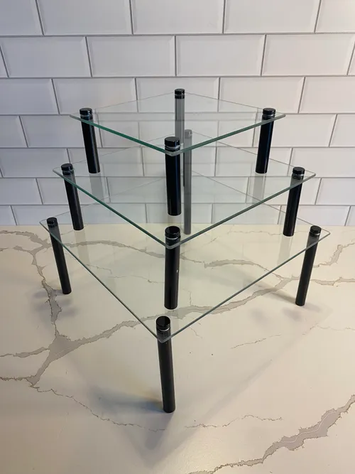 Set of 3 Glass with Black Stands Risers
