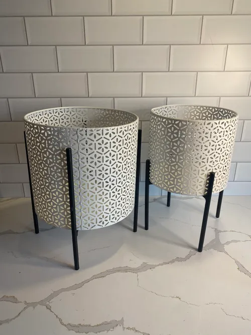 White Metal Luminary Candleholders