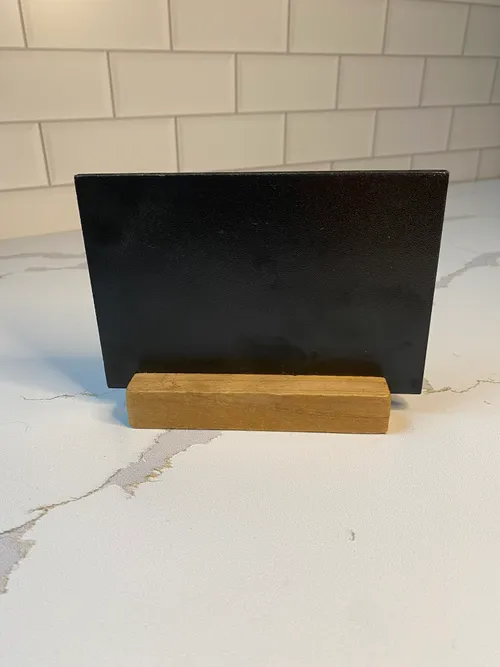 Small Chalkboard Tag on Wood Stand