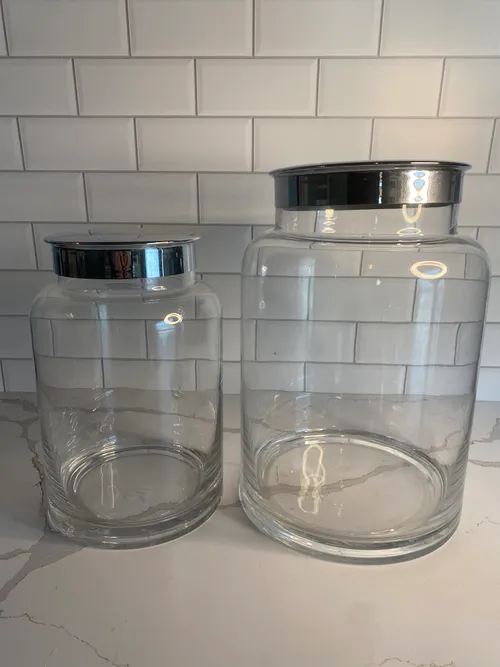 Set of 2 Large Jars with Silver Lids