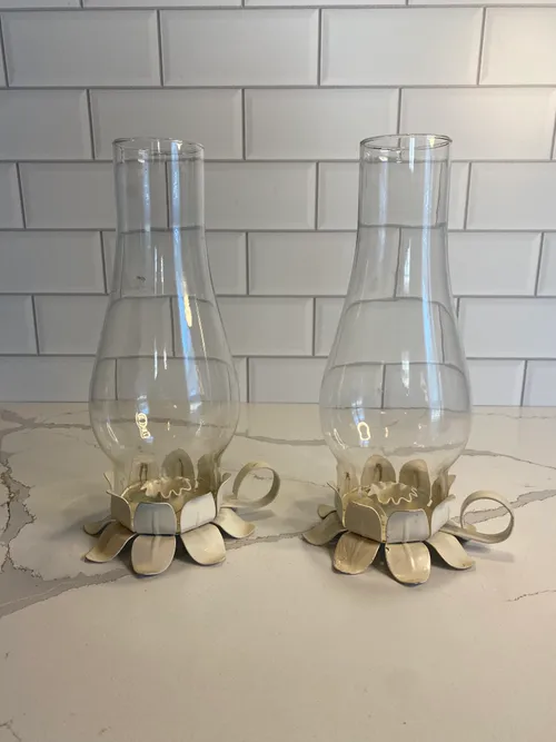 Set of 2 Taper Holders with Hurricanes
